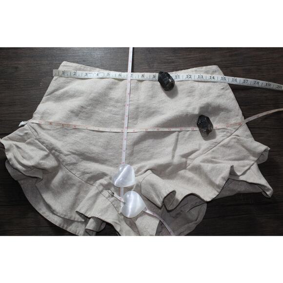 Alix Women's Ruffle Shorts Metallic Shimmer Linen Blend Silk Size US 10 - Picture 6 of 9